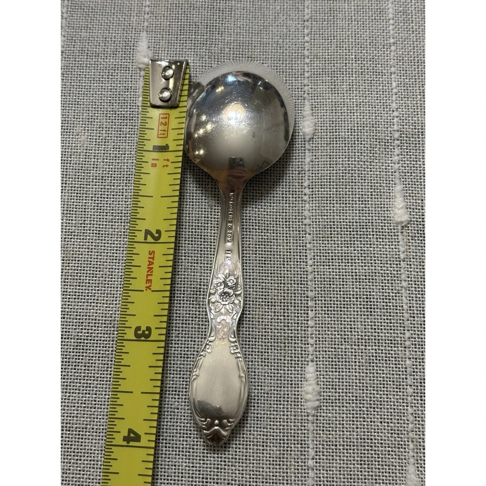 Vintage Wm Rogers And Son Silver Plated Toddler Infant Spoon 1950's Rose EUC